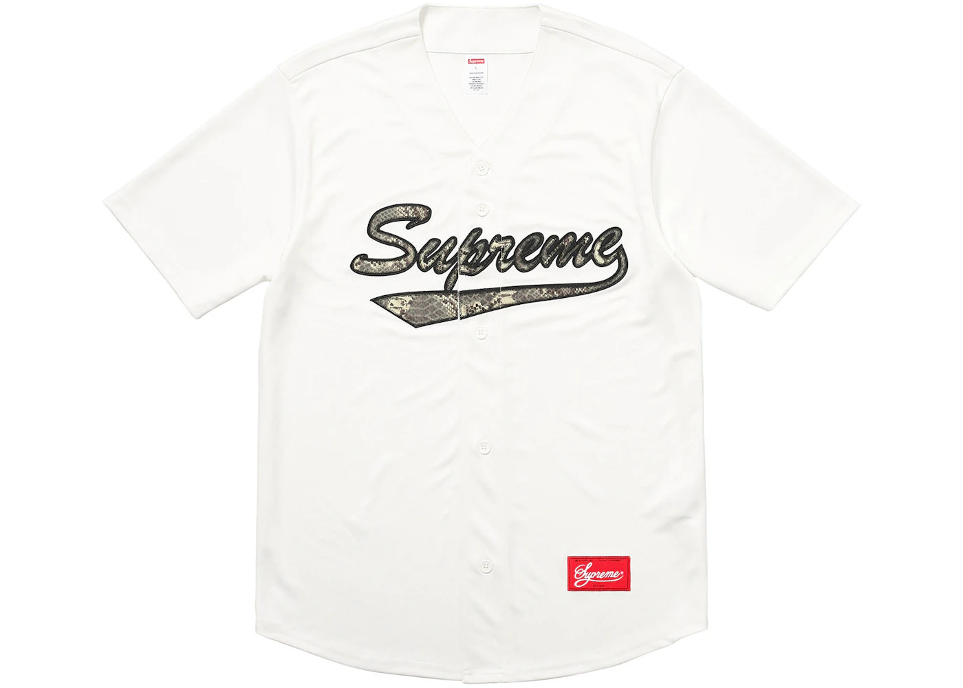 Supreme Snake Script Logo Baseball Jersey White