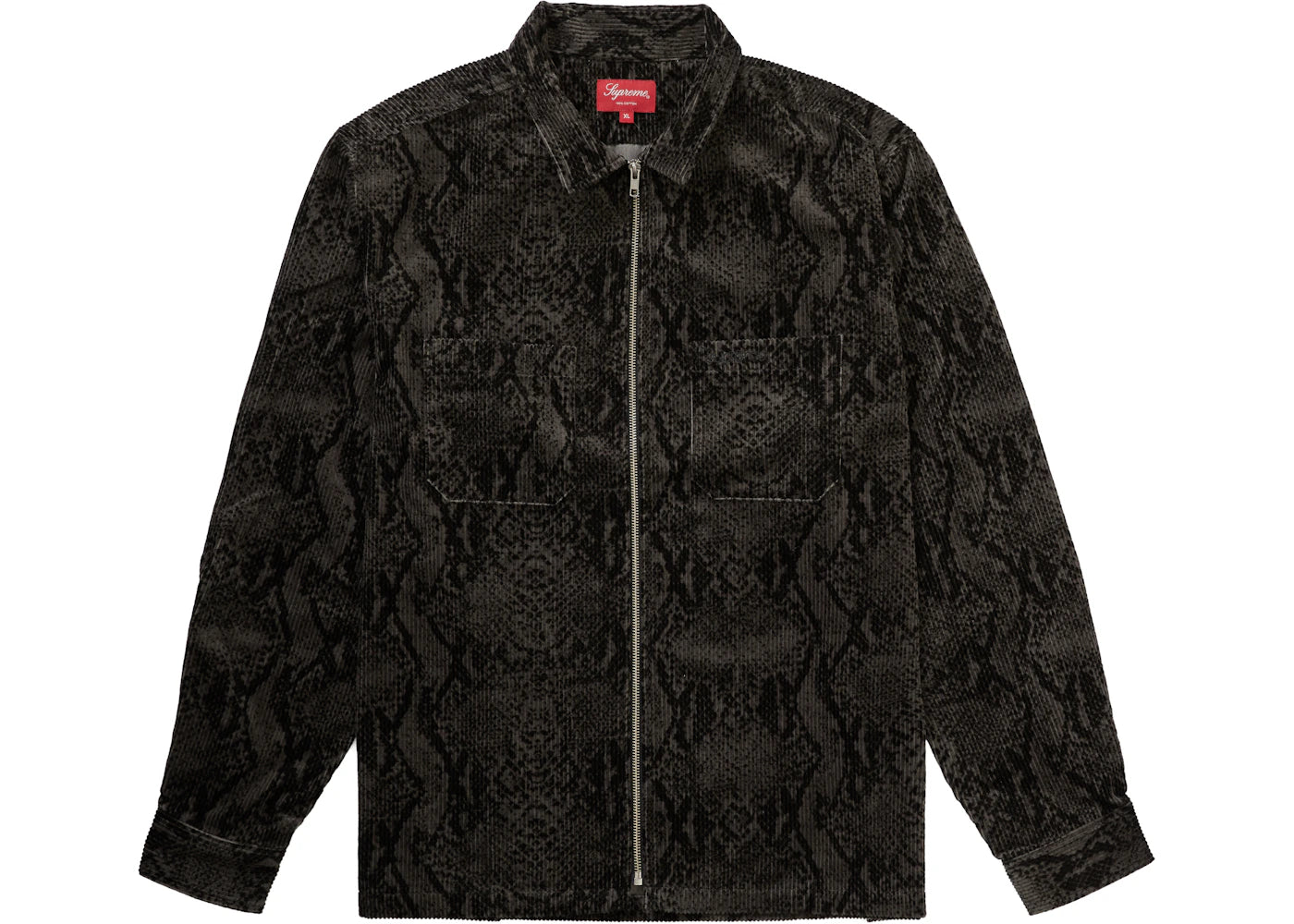 Supreme Snakeskin Corduroy Zip Up Shirt Black