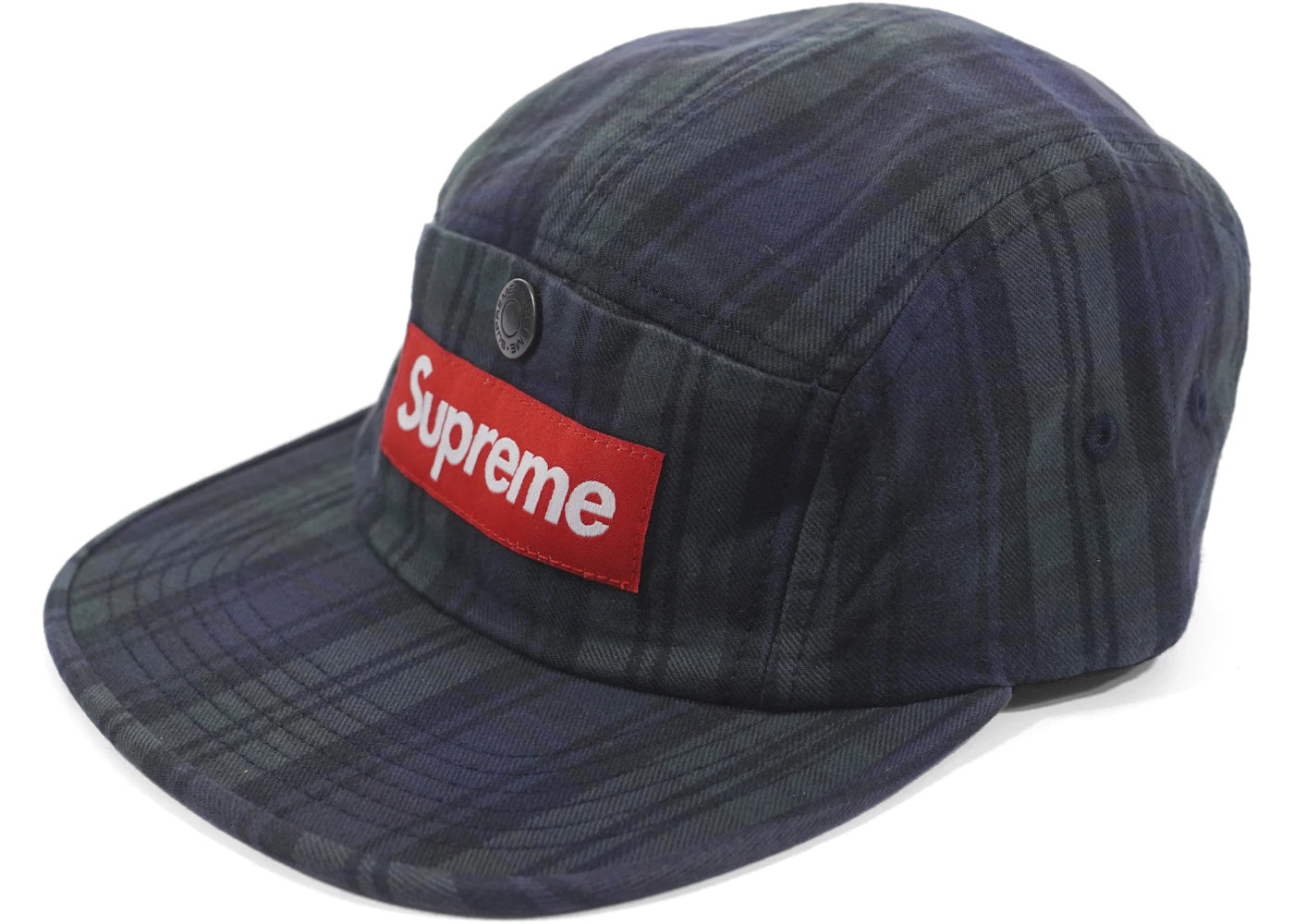 Supreme Snap Button Pocket Camp Cap Black Watch Plaid