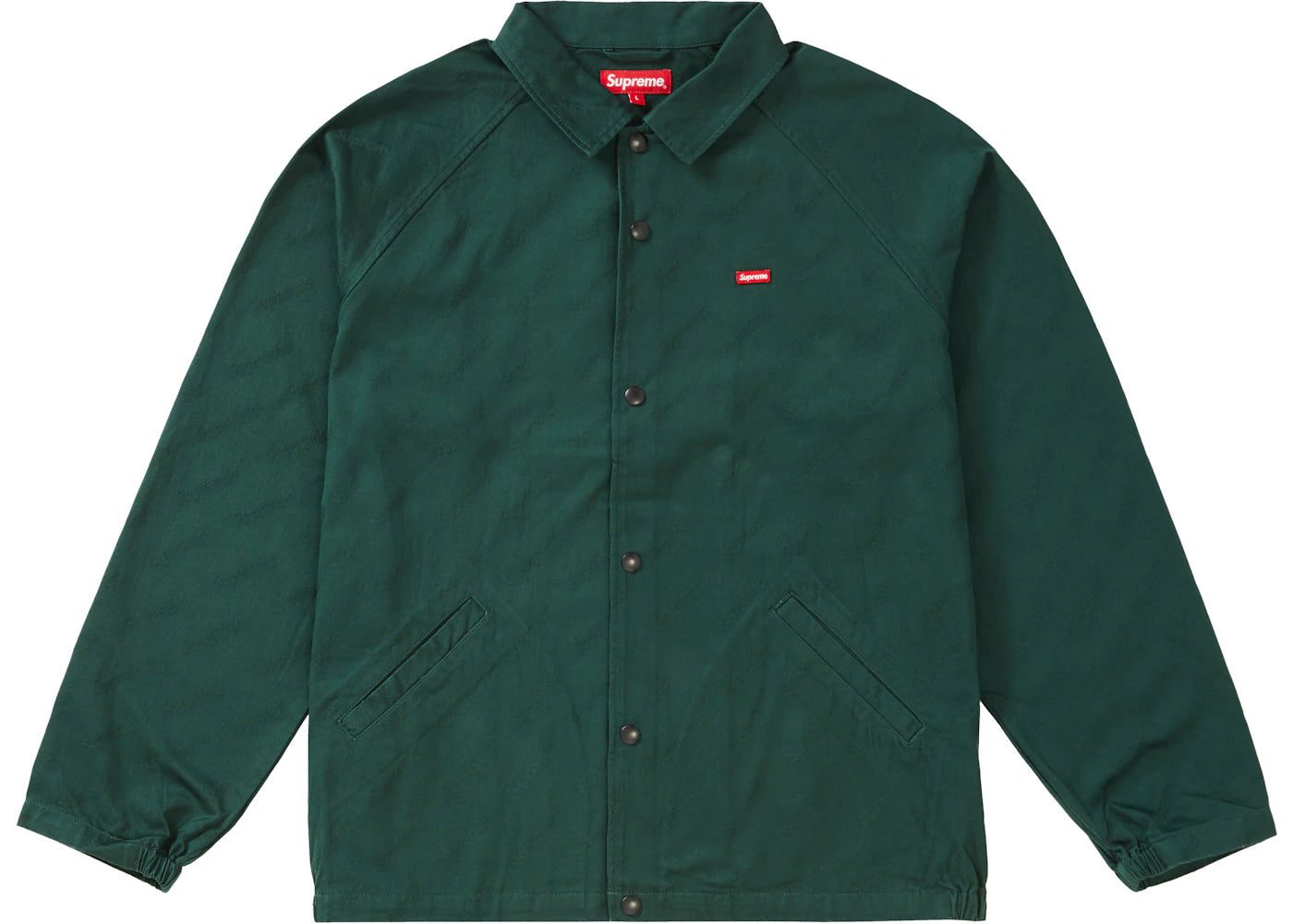 Supreme Snap Front Jacquard Logos Twill Jacket Forest Green