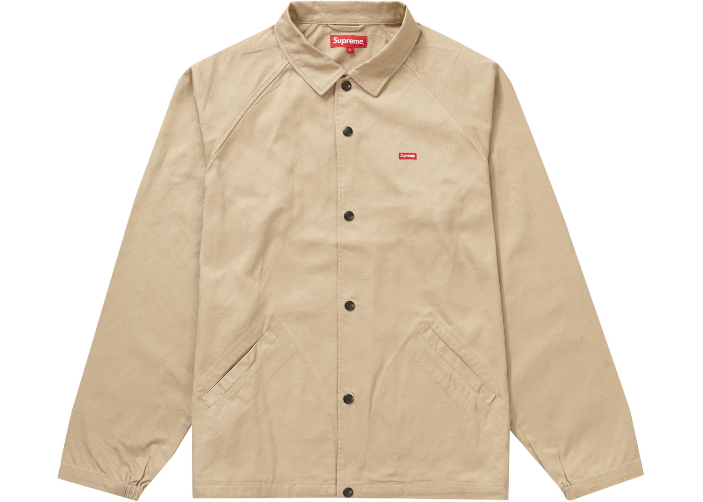 Supreme Snap Front Jacquard Logos Twill Jacket Tan