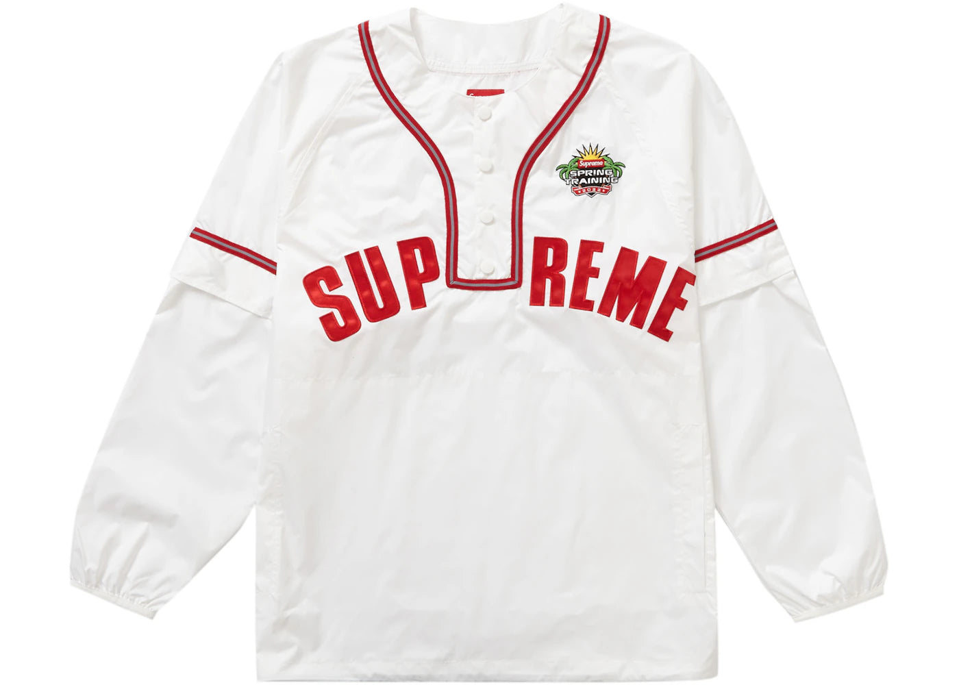 Supreme Snap-Off Sleeve L/S Baseball Top White