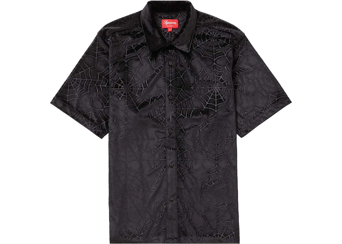 Supreme Spider Web Velvet S/S Shirt Black