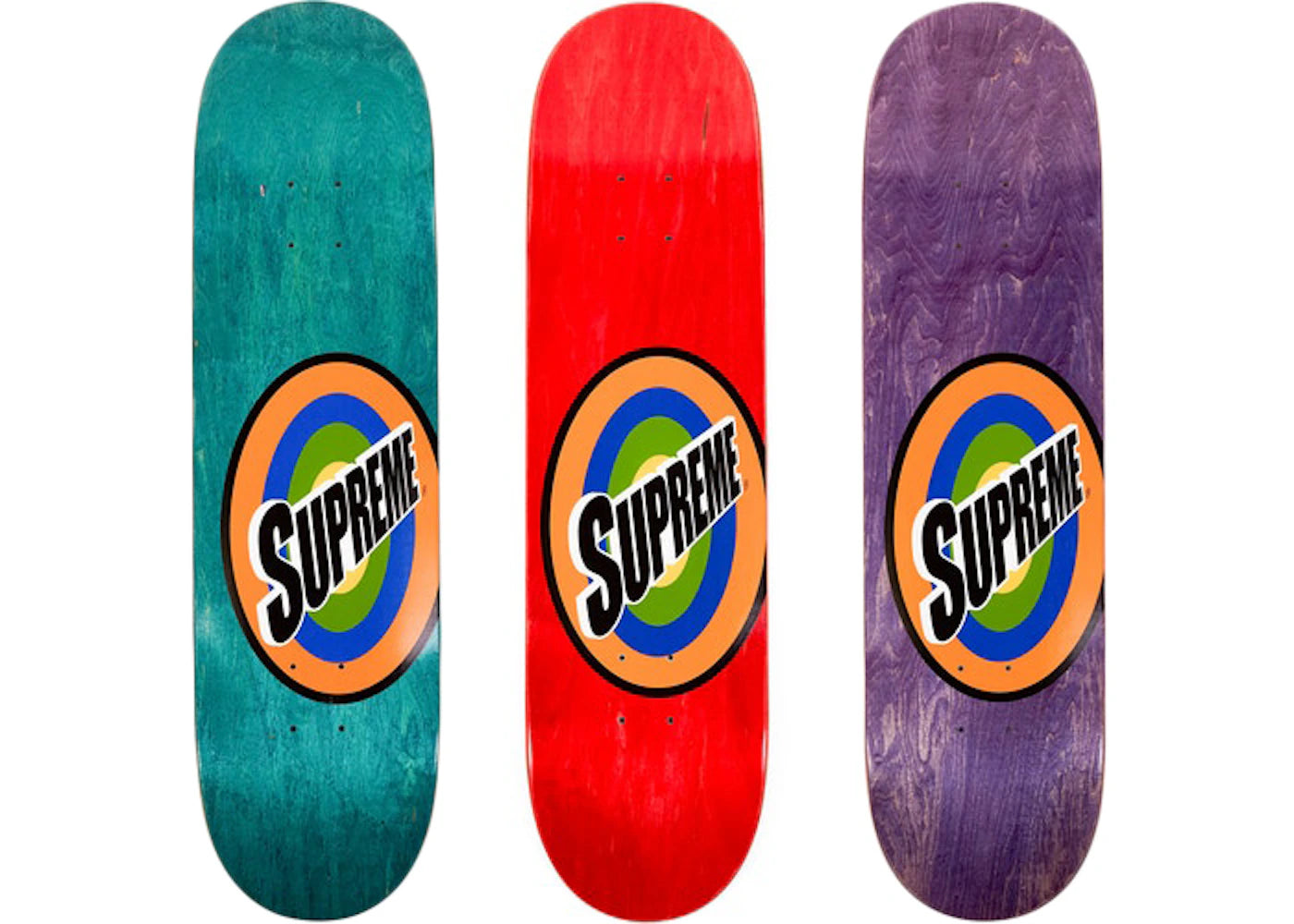 Supreme Spin Skateboard Deck Green/Purple/Red Set