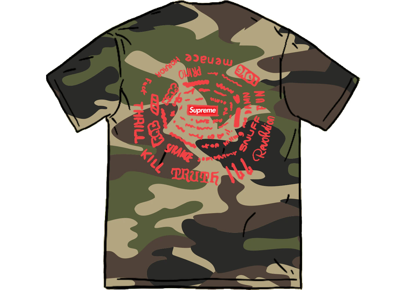 Supreme Spiral Tee Woodland Camo