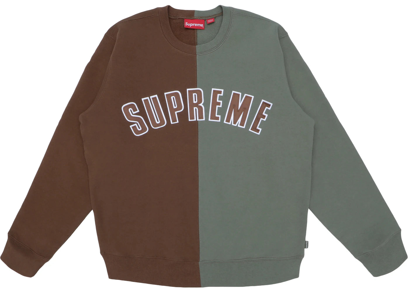 Supreme Split Crewneck Sweatshirt Brown