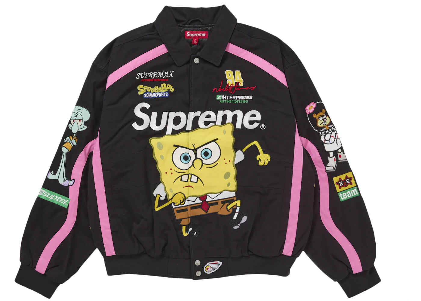 Supreme SpongeBob SquarePants Jeff Hamilton Racing Jacket Black