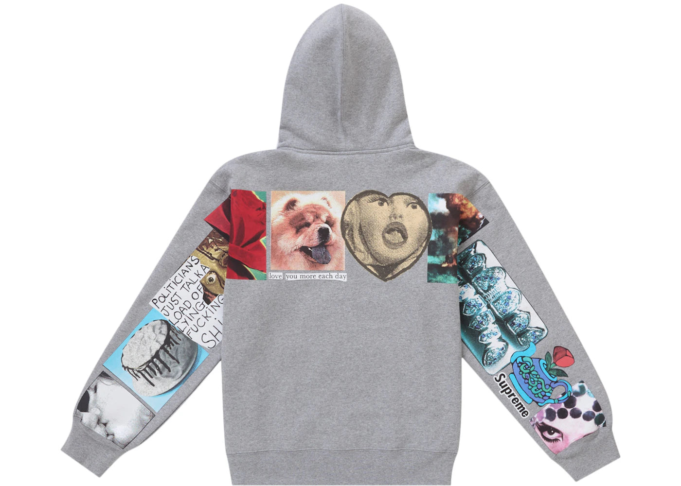Supreme Spread Zip Up Hooded Sweatshirt Heather Grey