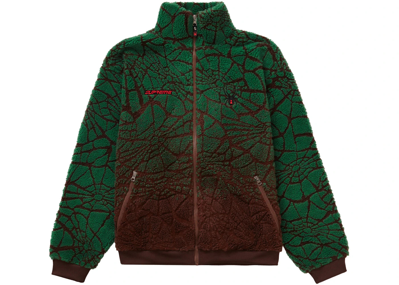 Supreme Spyder Web Polar Fleece Jacket Brown