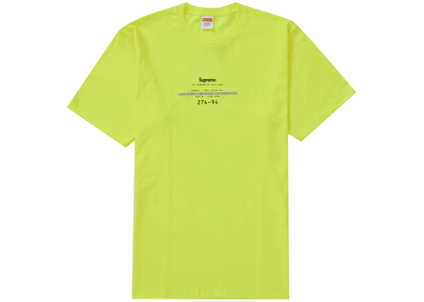 Supreme Standard Tee Fluorescent Yellow