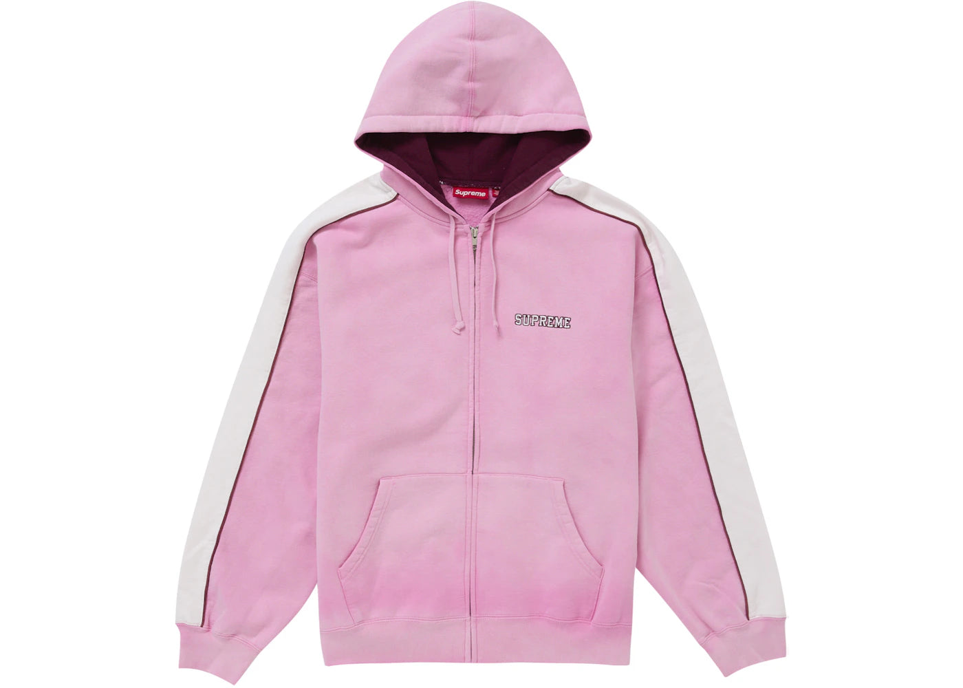 Supreme State Zip Up Hooded Sweatshirt Pink