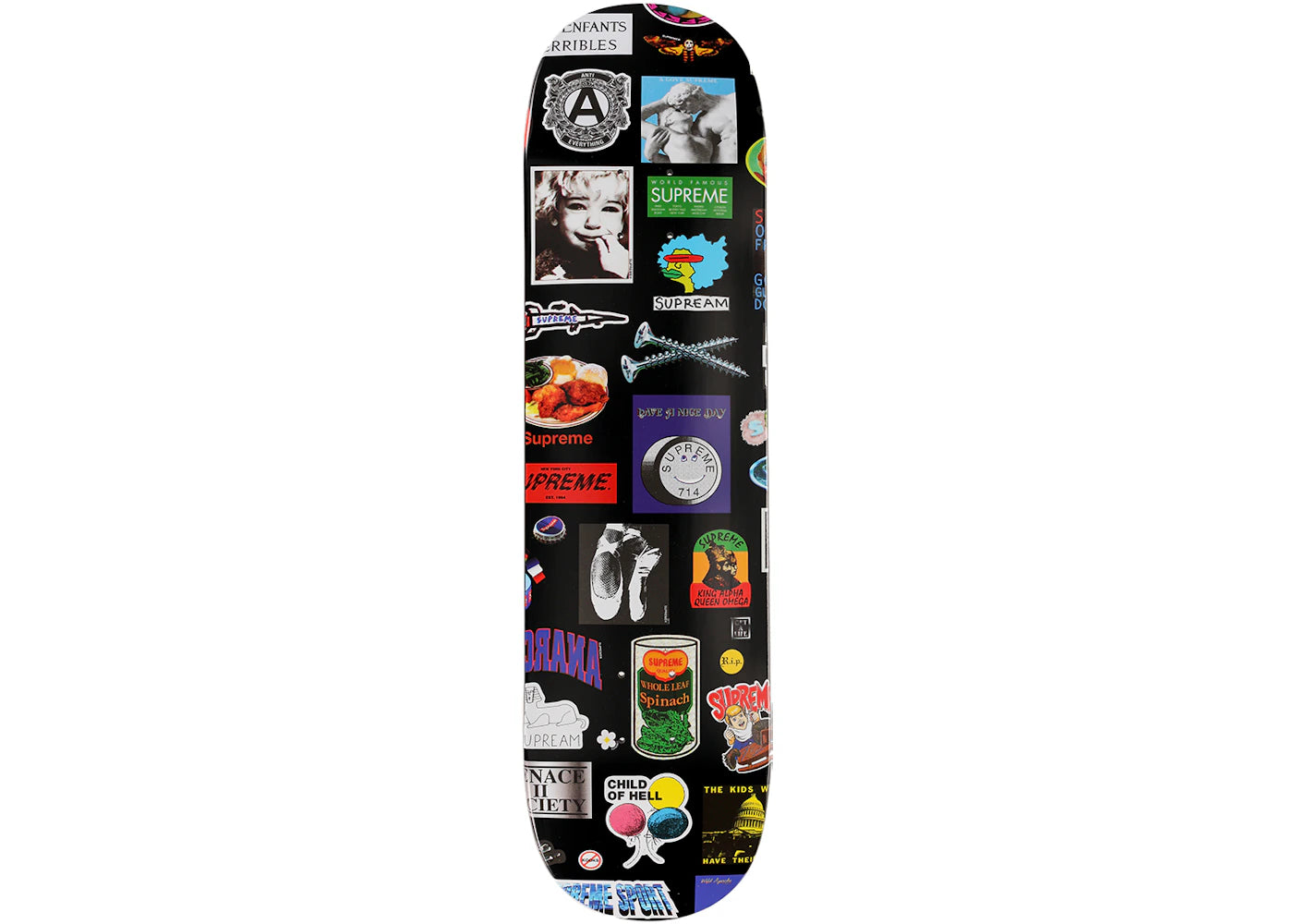 Supreme Stickers Skateboard Deck Black