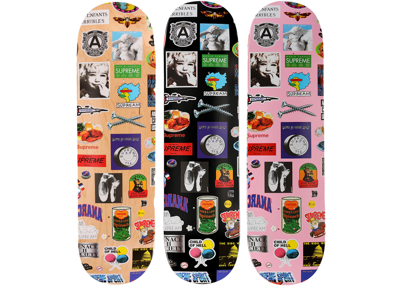 Supreme Stickers Skateboard Deck Set