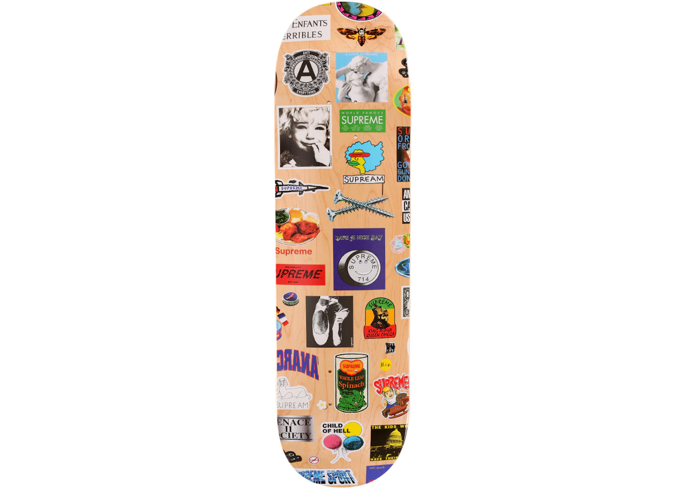 Supreme Stickers Skateboard Deck Tan