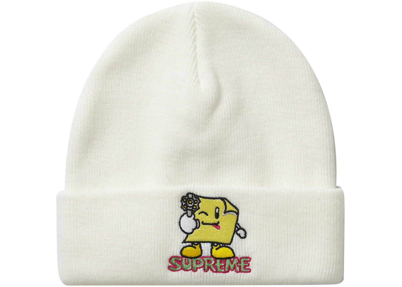 Supreme Sticky Note Beanie White