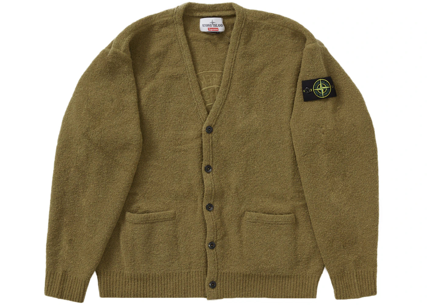 Supreme Stone Island Bouclé Cardigan Olive