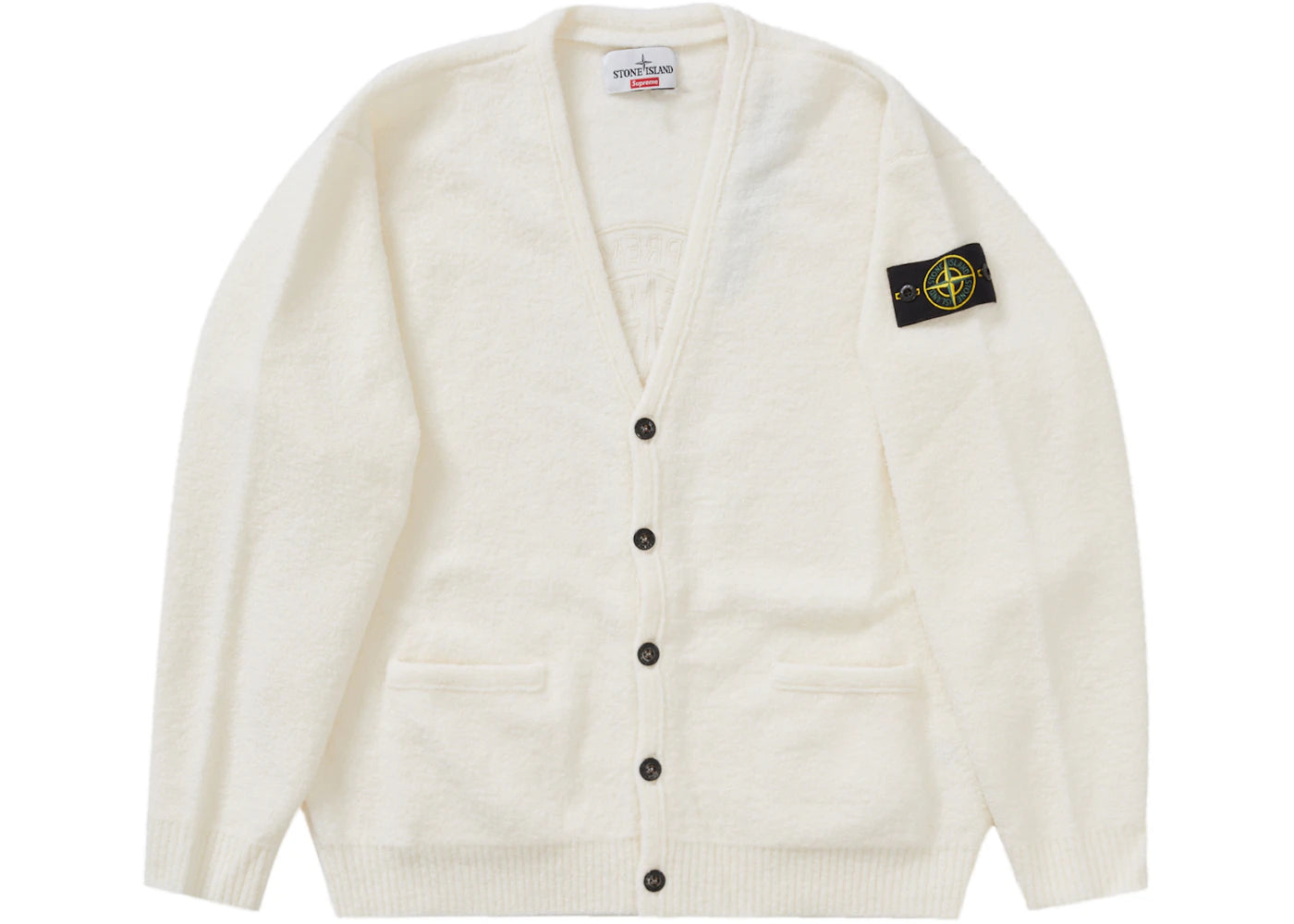 Supreme Stone Island Bouclé Cardigan White
