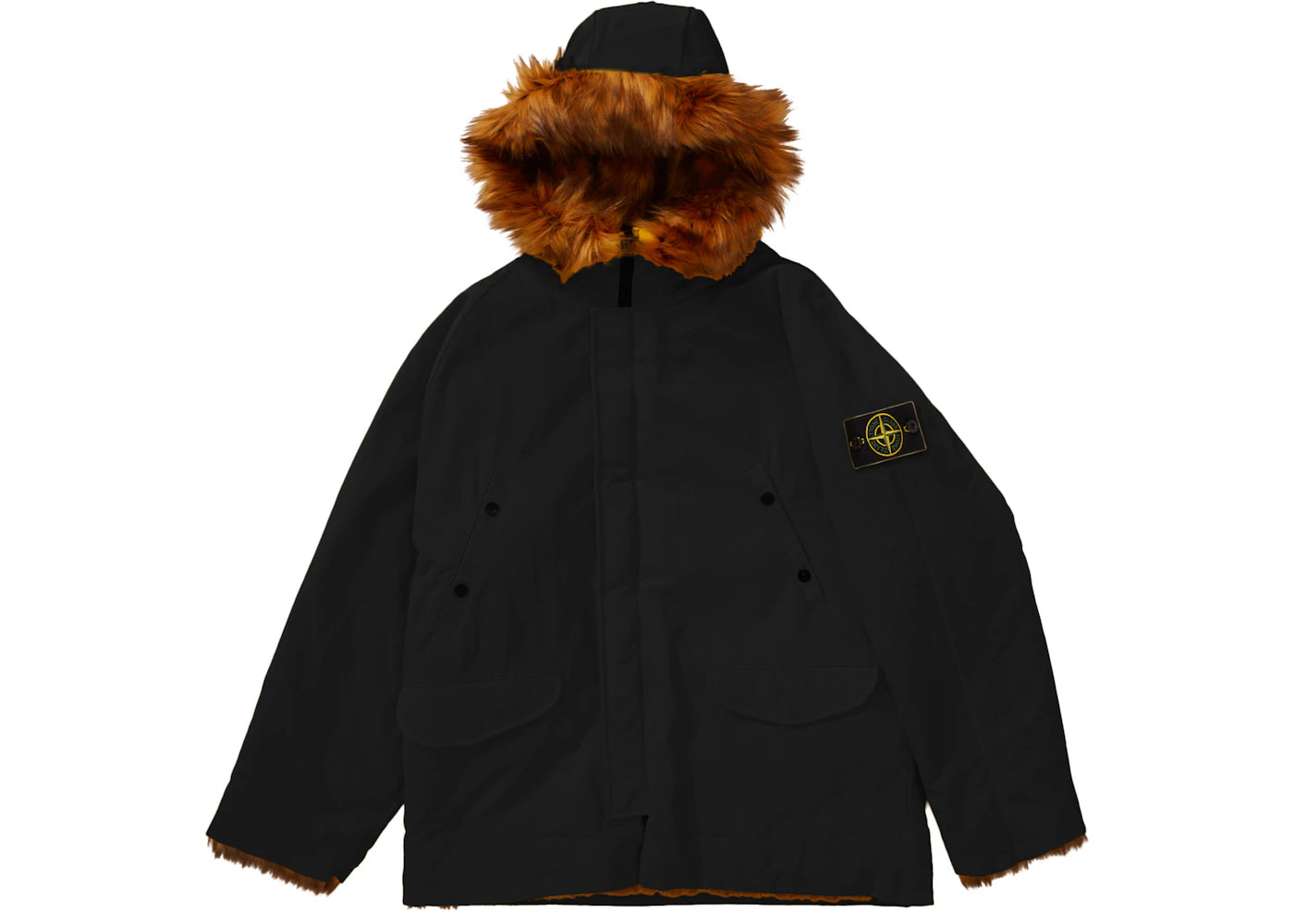 Supreme Stone Island Formula Steel Reversible Faux Fur Parka Black
