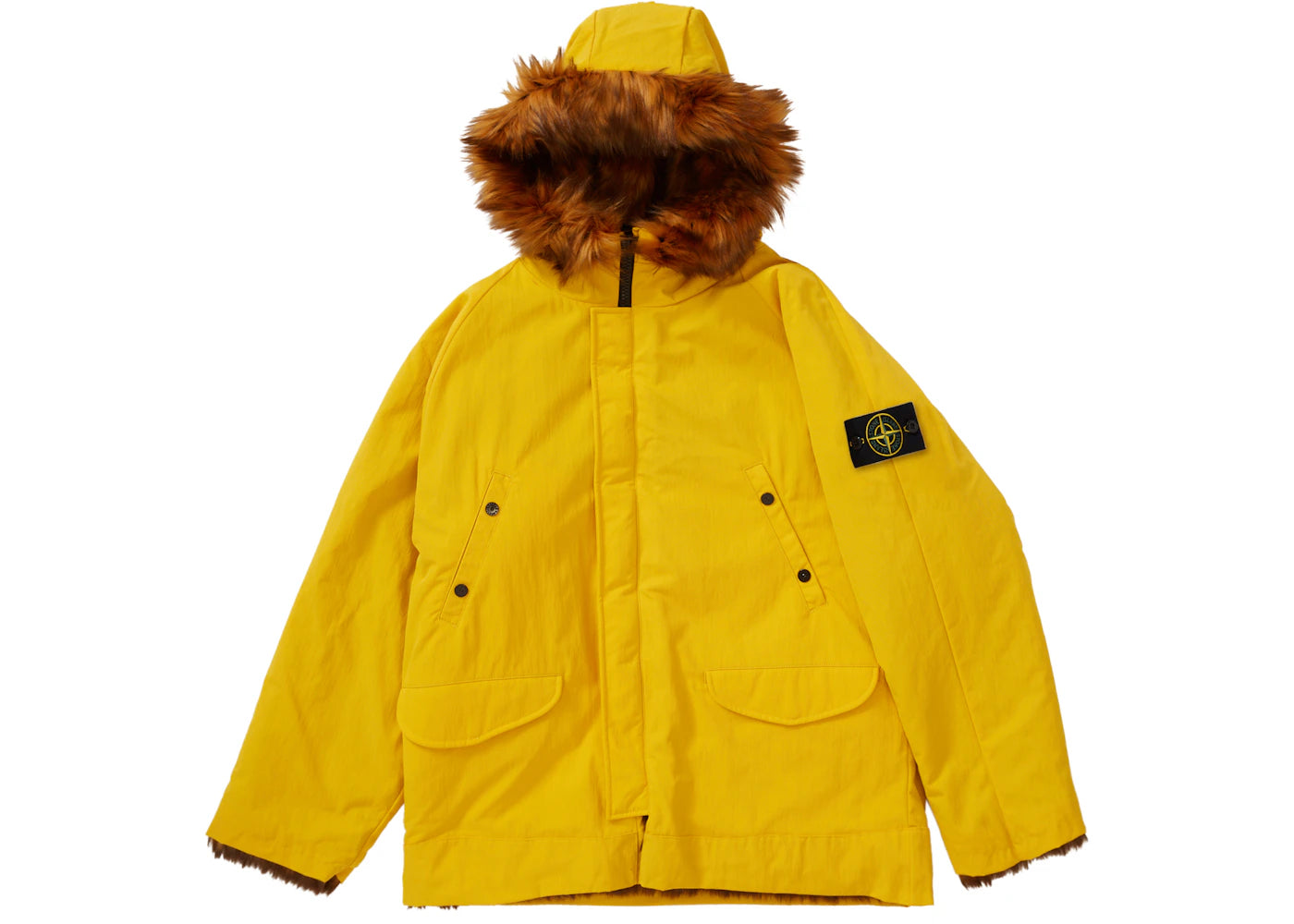 Supreme Stone Island Formula Steel Reversible Faux Fur Parka Yellow