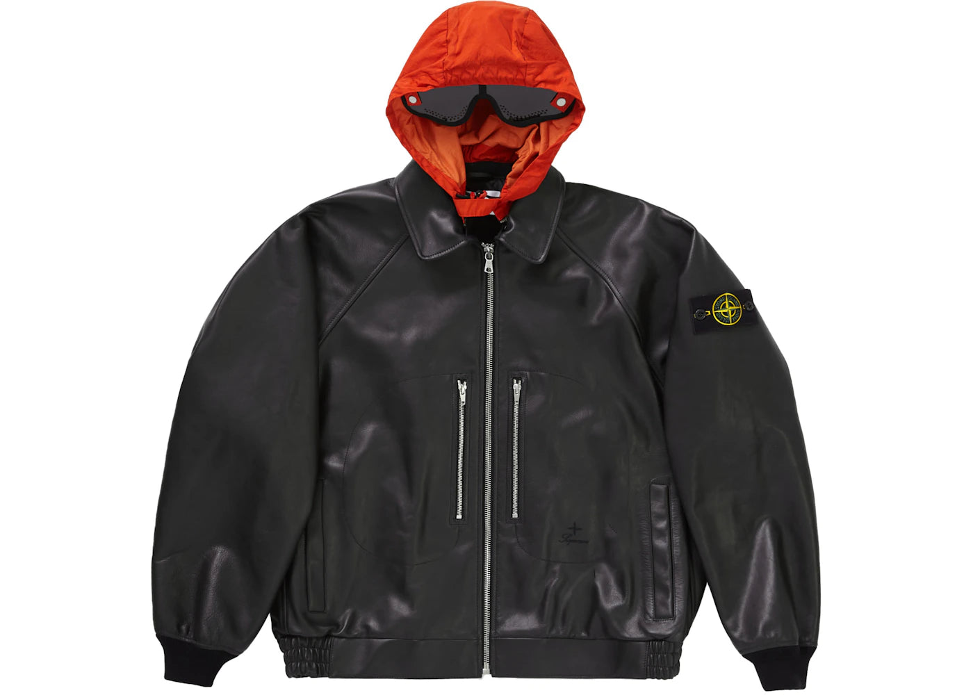 Supreme Stone Island Leather Bomber Jacket Black