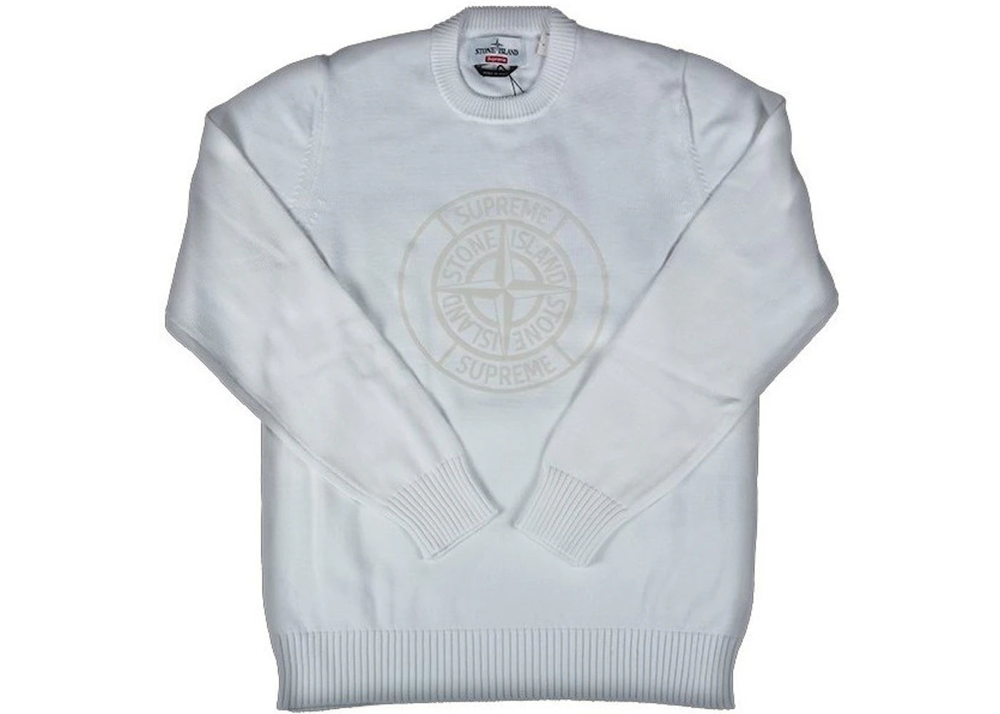 Supreme Stone Island Reflective Compass Sweater White