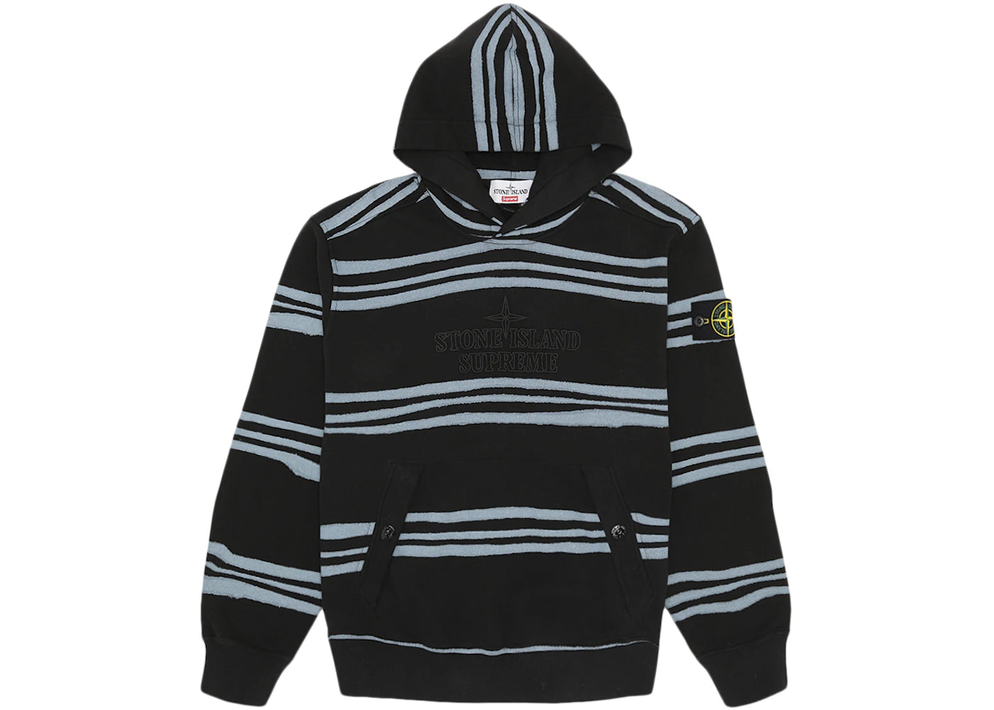 Supreme Stone Island Warp Stripe Hooded Sweatshirt Black