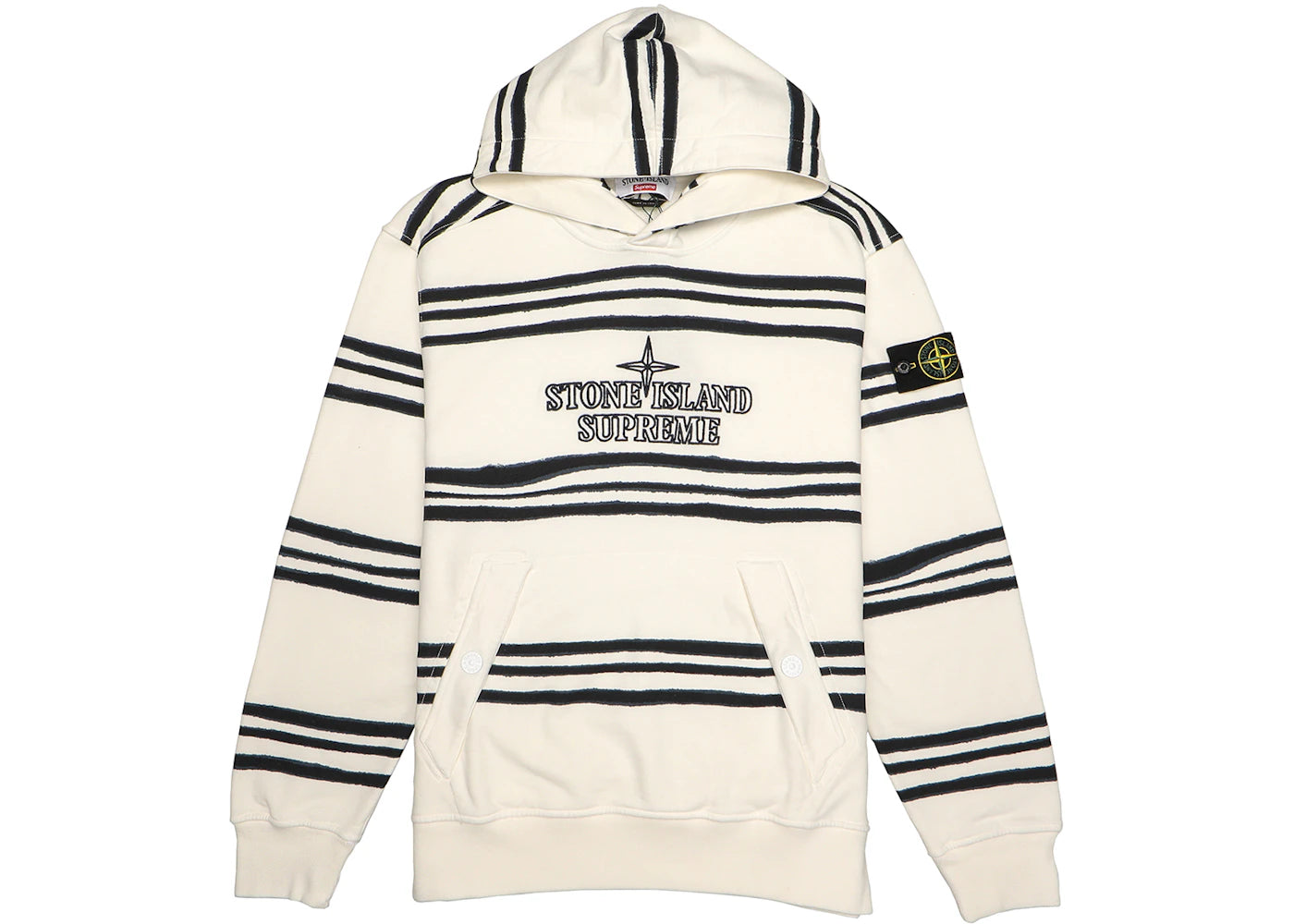 Supreme Stone Island Warp Stripe Hooded Sweatshirt White