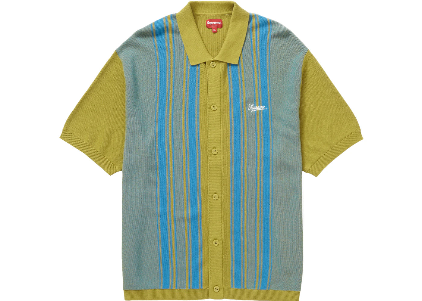 Supreme Stripe Button Up Polo Dusty Lime