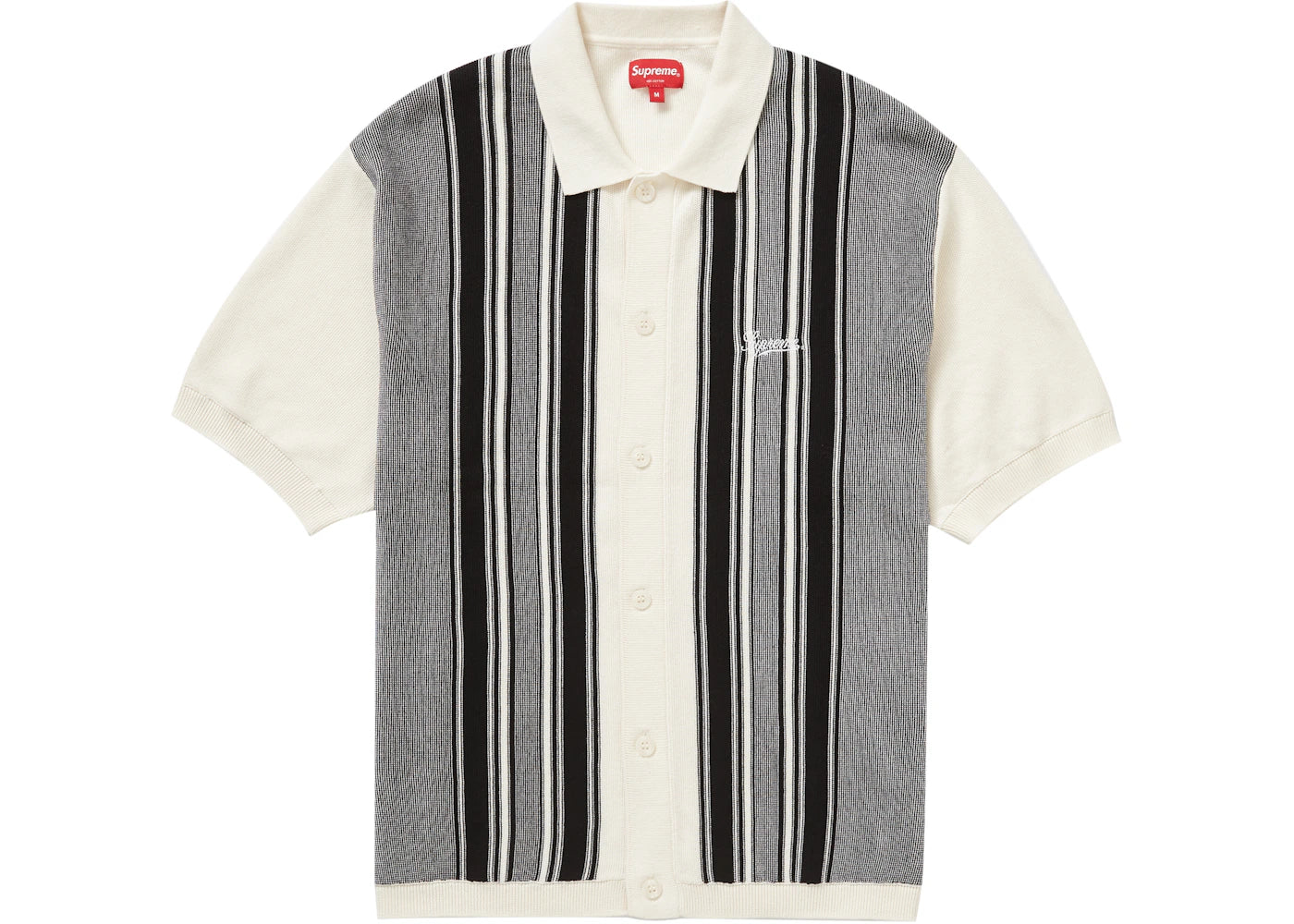 Supreme Stripe Button Up Polo White
