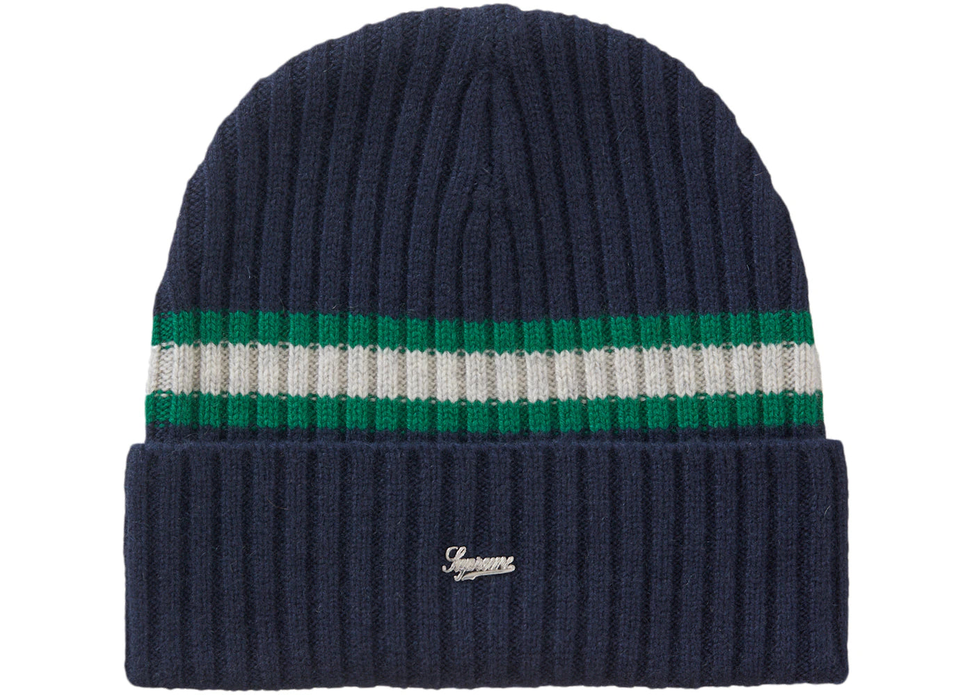 Supreme Stripe Cashmere Beanie Navy