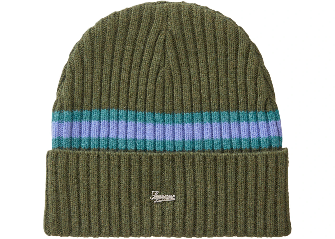 Supreme Stripe Cashmere Beanie Olive