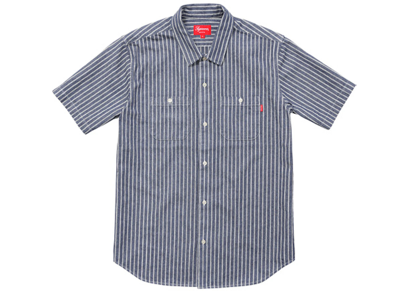 Supreme Stripe Denim SS Shirt Blue