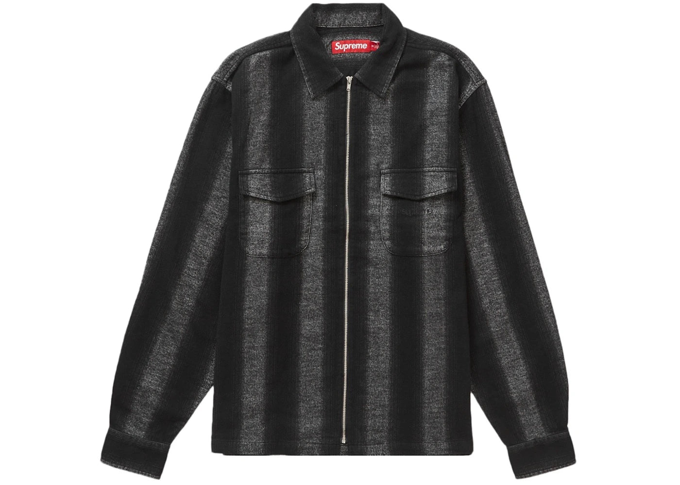 Supreme Stripe Flannel Zip Up Shirt Black