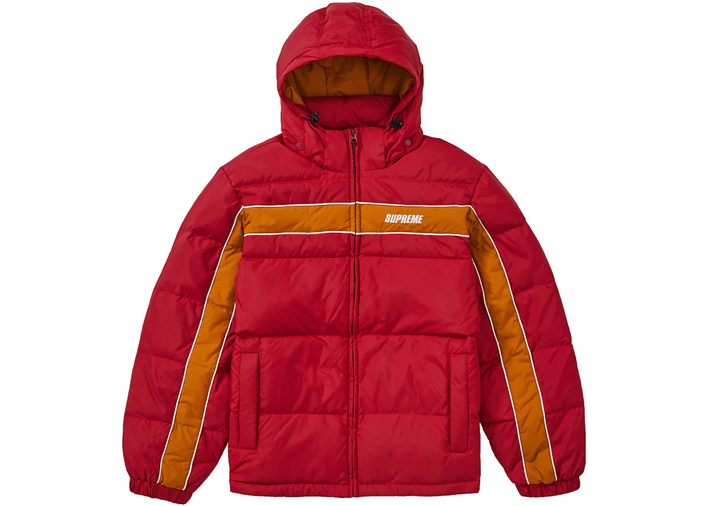 Supreme Stripe Panel Down Jacket Burgundy