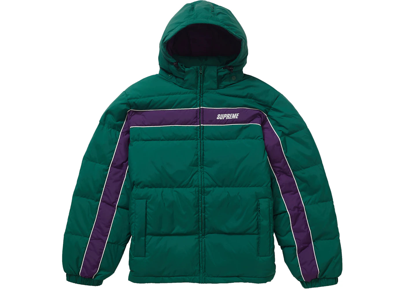 Supreme Stripe Panel Down Jacket Green