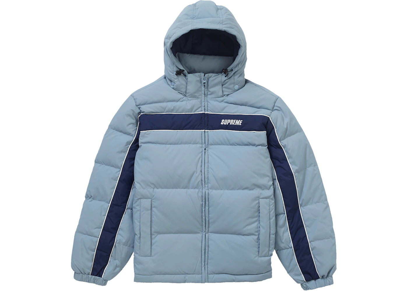 Supreme Stripe Panel Down Jacket Light Blue