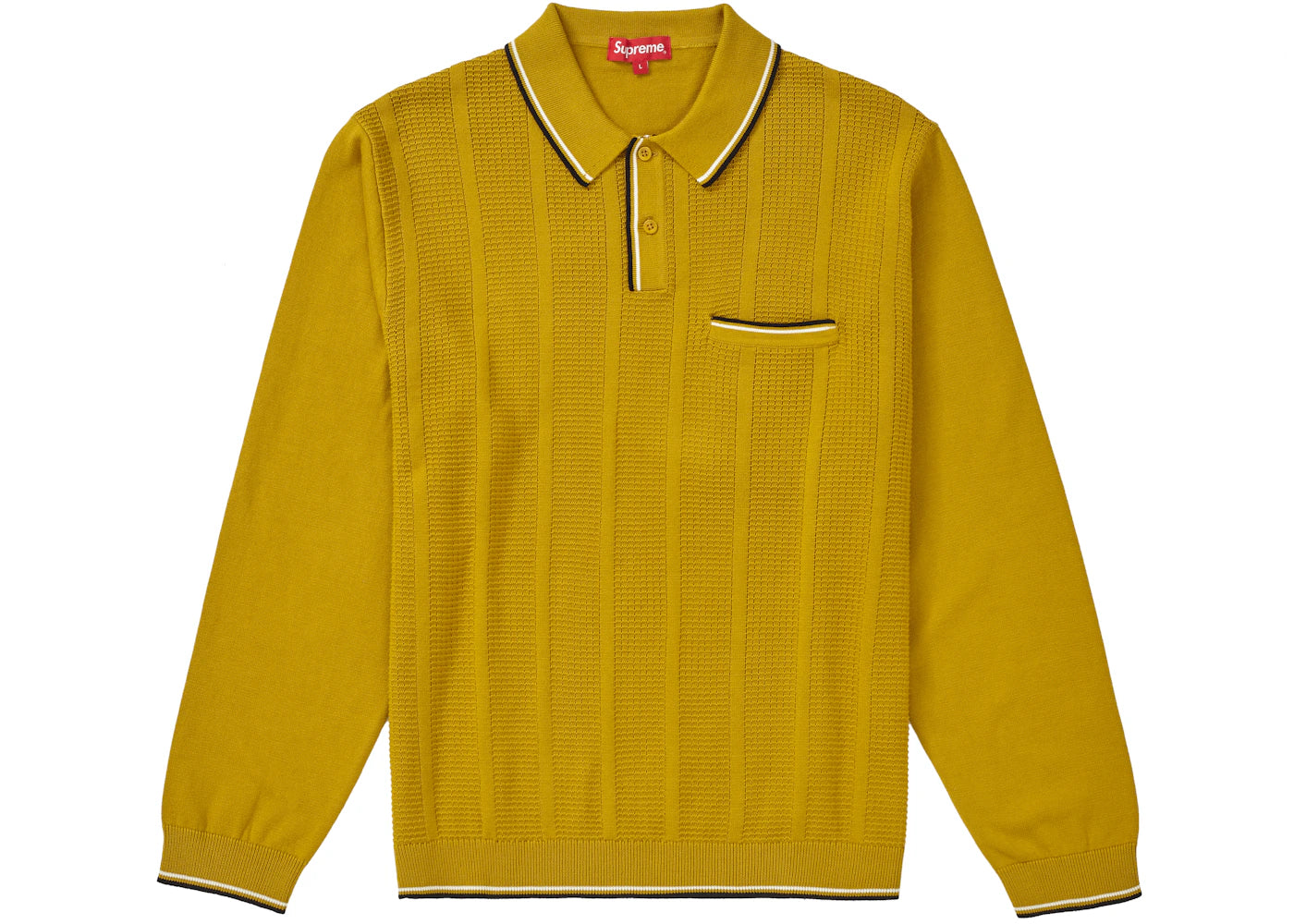 Supreme Stripe Rib L/S Knit Polo Light Olive