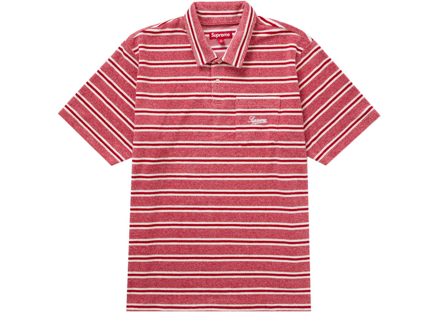 Supreme Stripe Terry S/S Polo Red