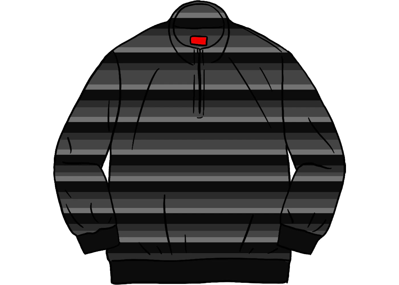 Supreme Stripe Velour Half Zip Pullover Black