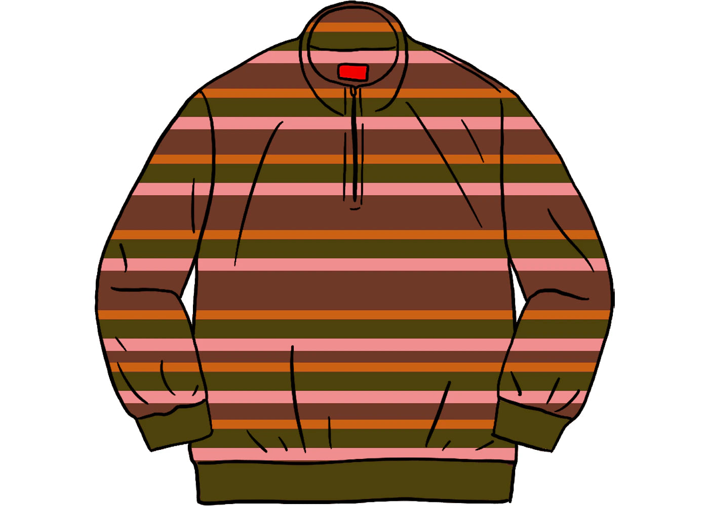 Supreme Stripe Velour Half Zip Pullover Peach