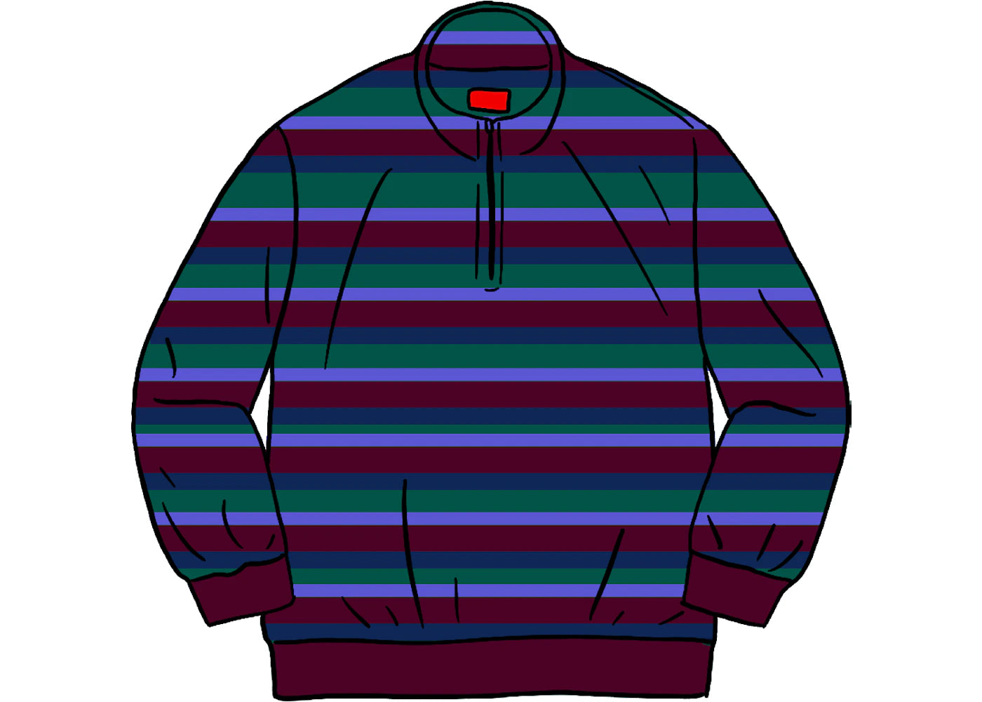 Supreme Stripe Velour Half Zip Pullover Purple