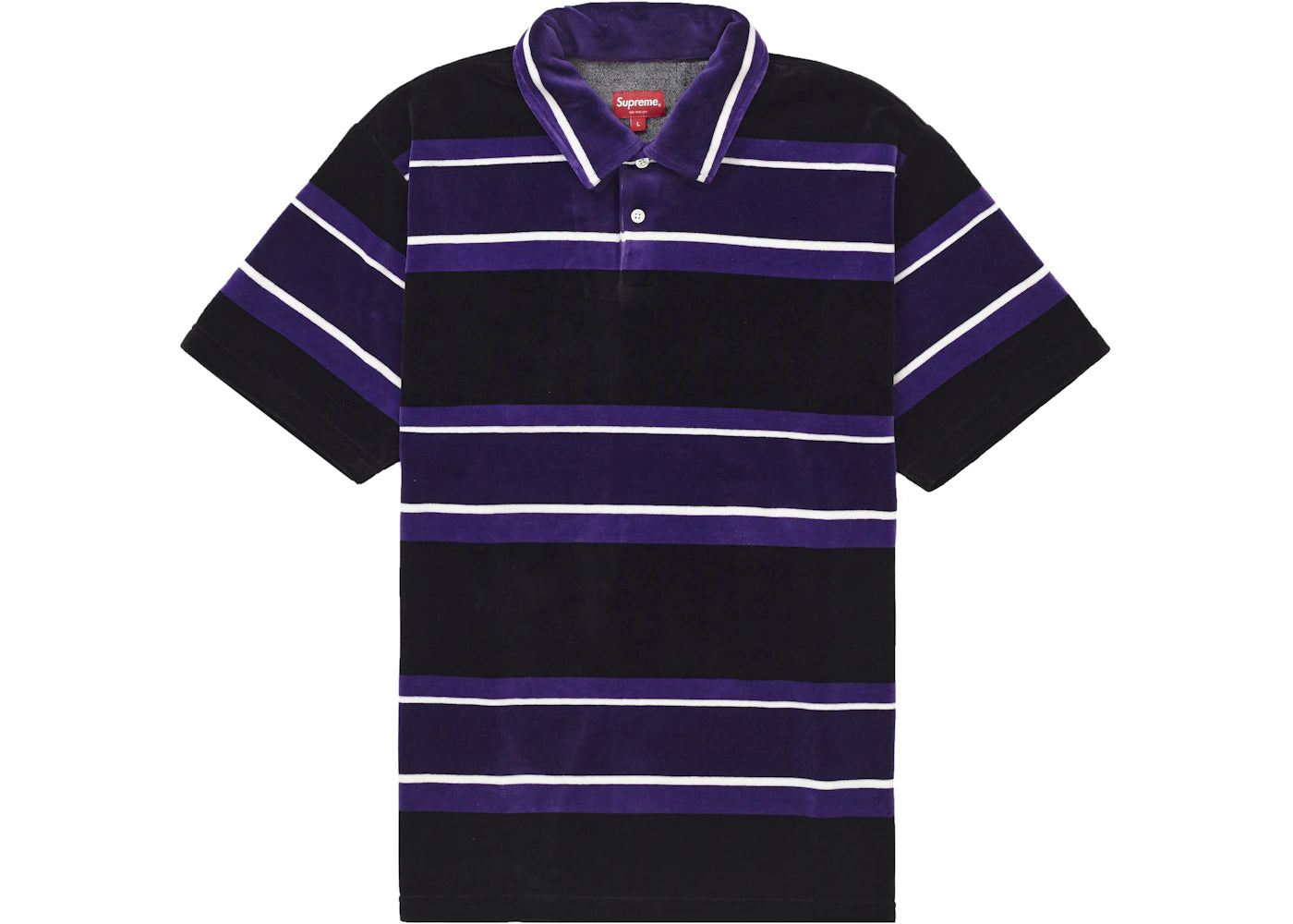 Supreme Stripe Velour Polo Black