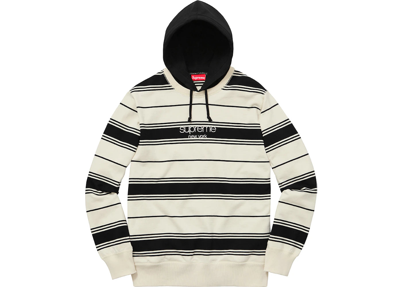 Supreme Striped Hooded Crewneck Black