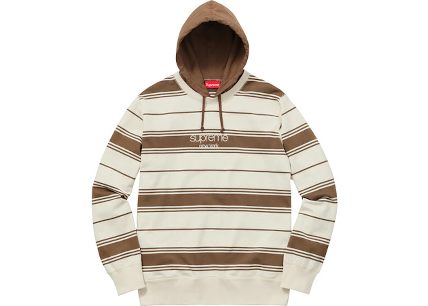 Supreme Striped Hooded Crewneck Brown