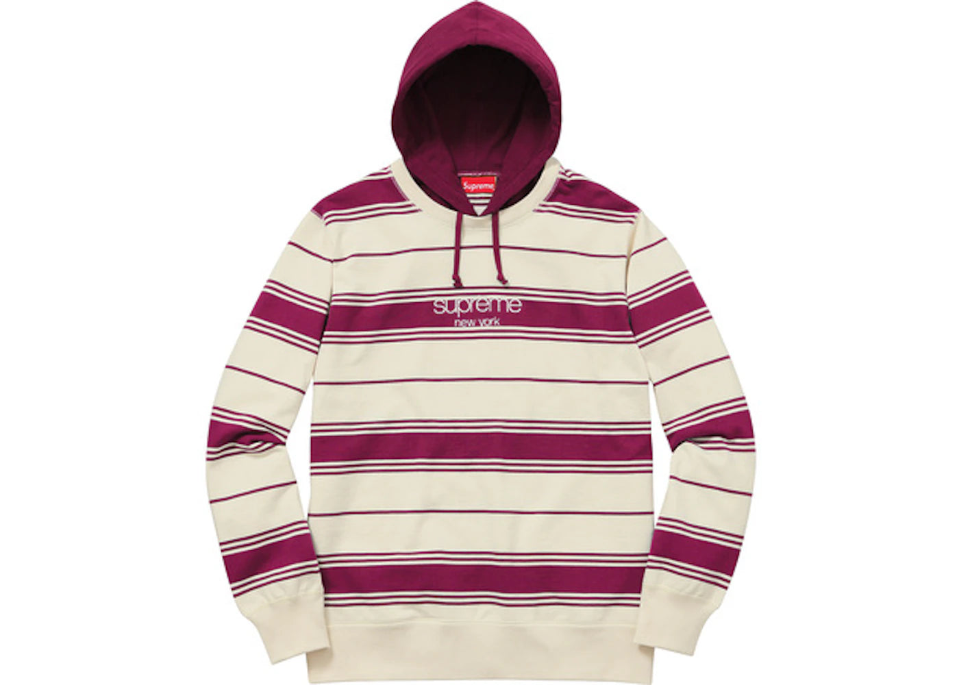 Supreme Striped Hooded Crewneck Magenta