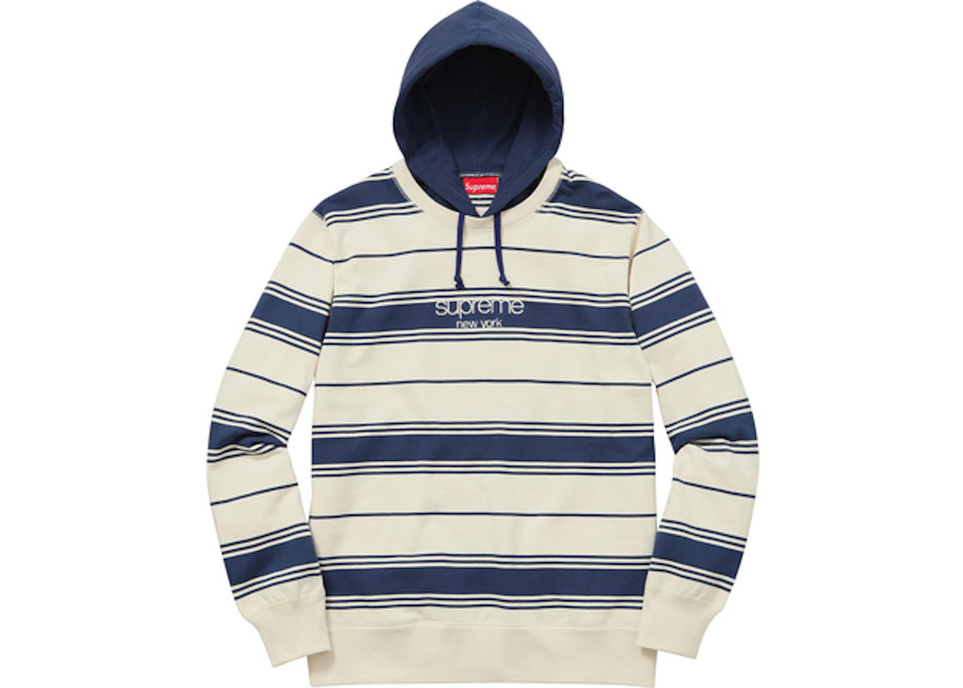 Supreme Striped Hooded Crewneck Navy