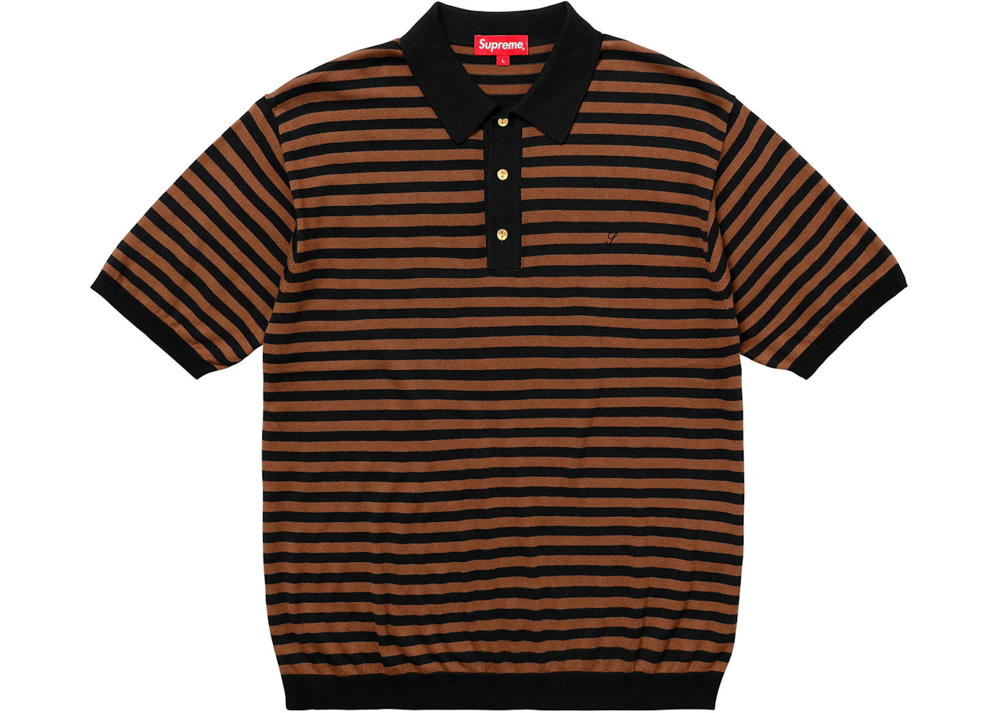 Supreme Striped Knit Polo Brown