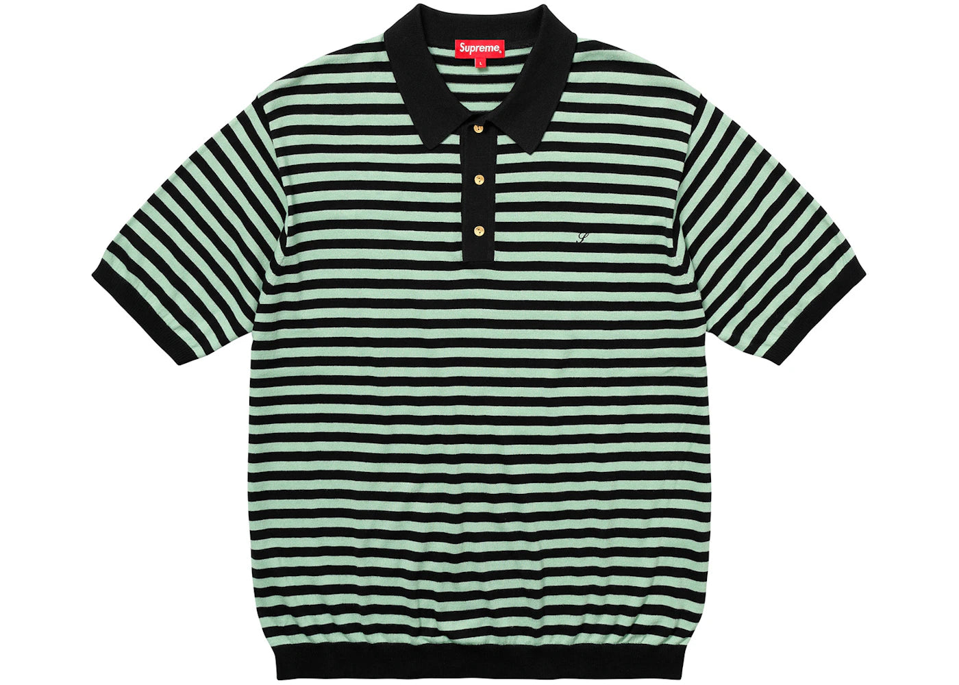 Supreme Striped Knit Polo Light Sage