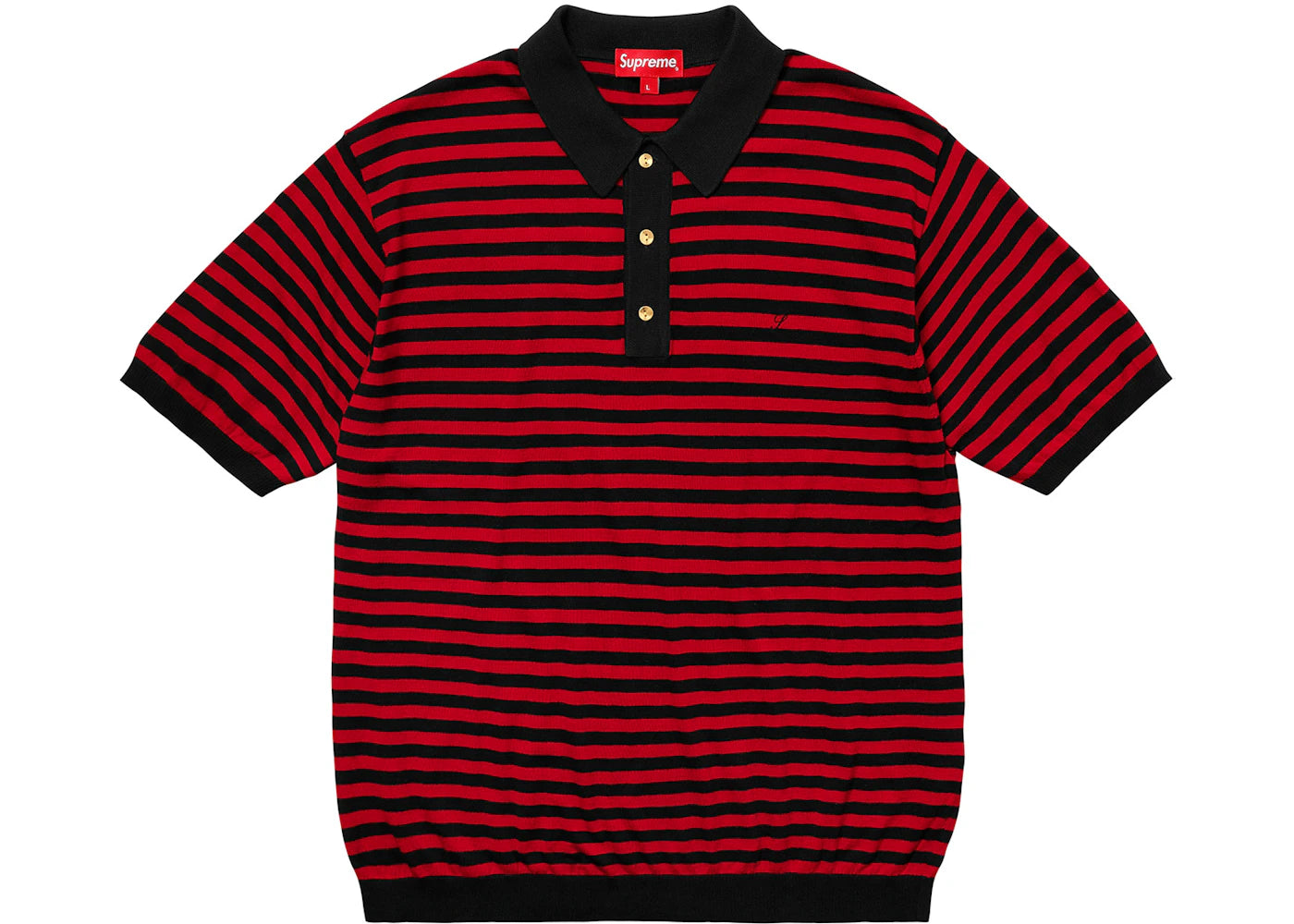 Supreme Striped Knit Polo Red