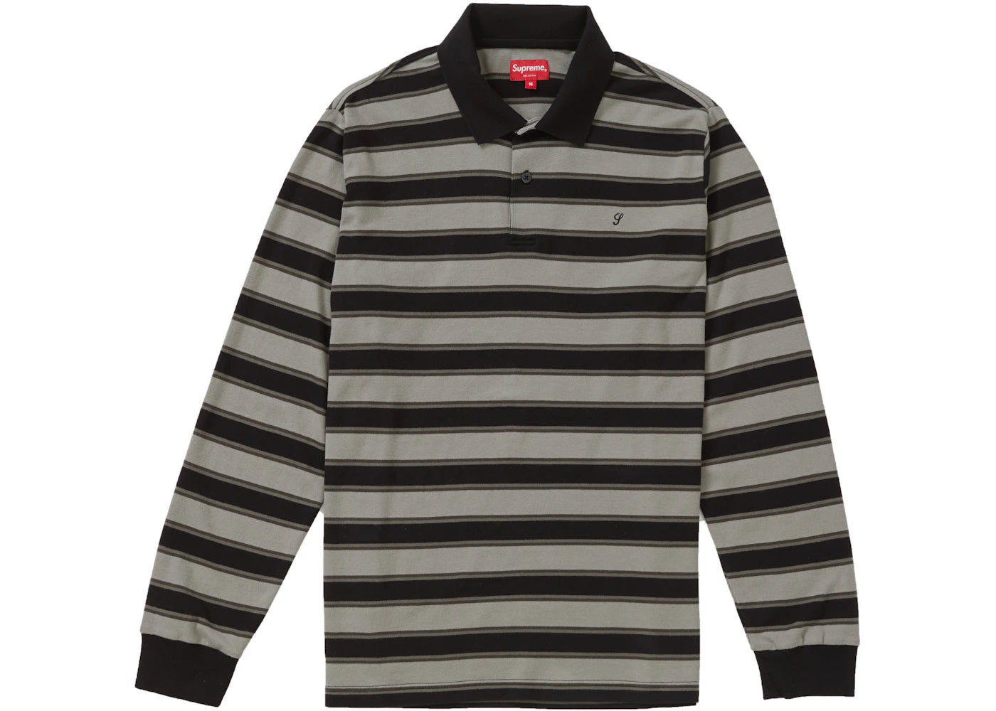 Supreme Striped L/S Polo Black